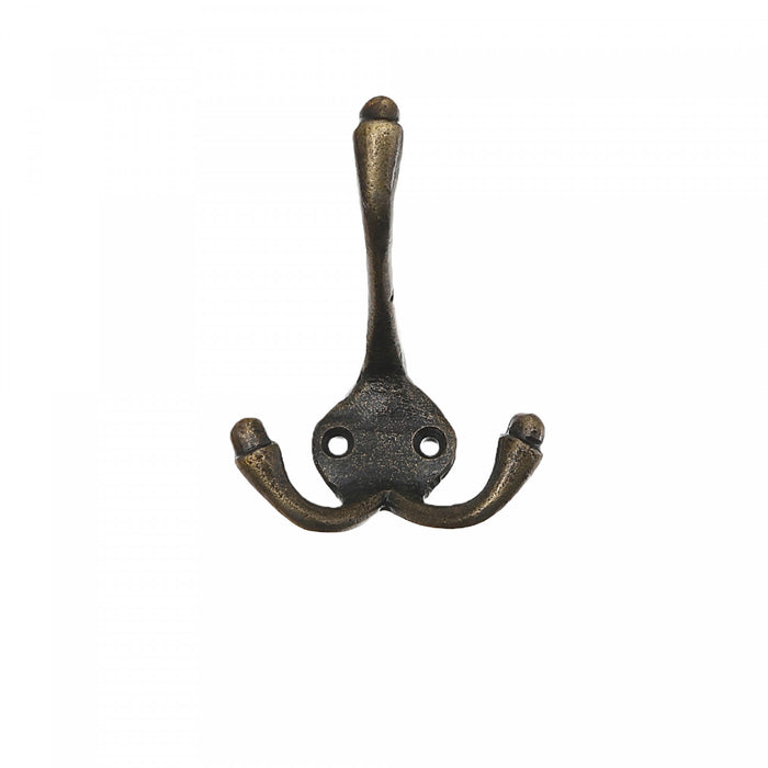 Classic Triple Iron Wall Hook Antique Brass - Set of 4 Hooks