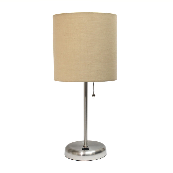 Limelights Stick Lamp with Usb Charging Port And Fabric Shade, Tan Table Lamp