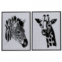 Framed Canvas & Felt Wall Art Zebra/giraffe 18 x 28 Asst-Set of 2 Wall Decor