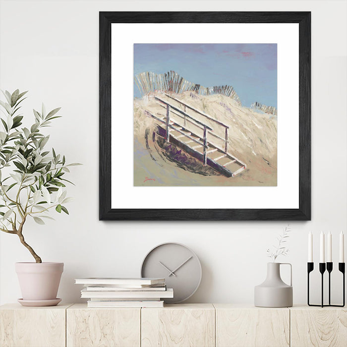 \"Beach Access\" Matted and Framed Black 36x36 Wall Art