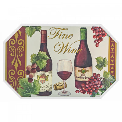 Plastic Placemat Octagon Fine Wine - Set of 12|Napperon octogonal en plastique d’inspiration « Bon vin » - ensemble de 12