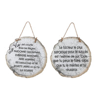 Hanging Round Log Wall Art Inspirational French - Set of 2 Wall Decor