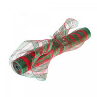 Mesh Ribbon Red and Green Stripes 21