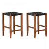 Balka Woven Leather Black Counter-Height Bar Stool - Set Of 2