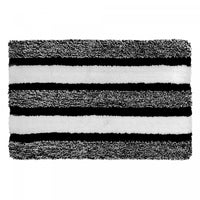 Microfibre Striped Bathmat Black 20 x 32
