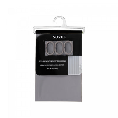Peva Shower Curtain With 12 C Hooks 71x71 Grey|Rideau de douche PEVA gris avec 12 crochets en forme de C 71 x 71
