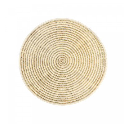 Woven Round Gold Shimmer Placemat - Set of 12|Napperon rond tissé doré brillant - ensemble de 12