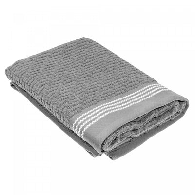 Luxury Stitch Bath Towel 30 x 60 Light Grey - Set of 2 Towels|Serviette de bain brodée luxueuse 30 x 60 gris clair - ensemble de 2 serviettes