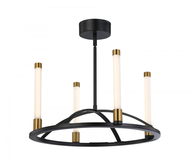 Infiniti Matte Black & Brass 4-Light Integrated LED Chandelier