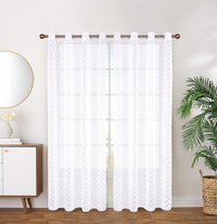 Chevron Grommet Pair of White Panels - 54x95