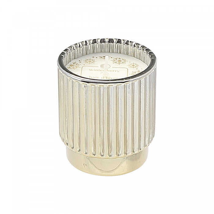 4.6oz Ribbed Gold Electroplated Scented Candle Winter Berry - Set of 2