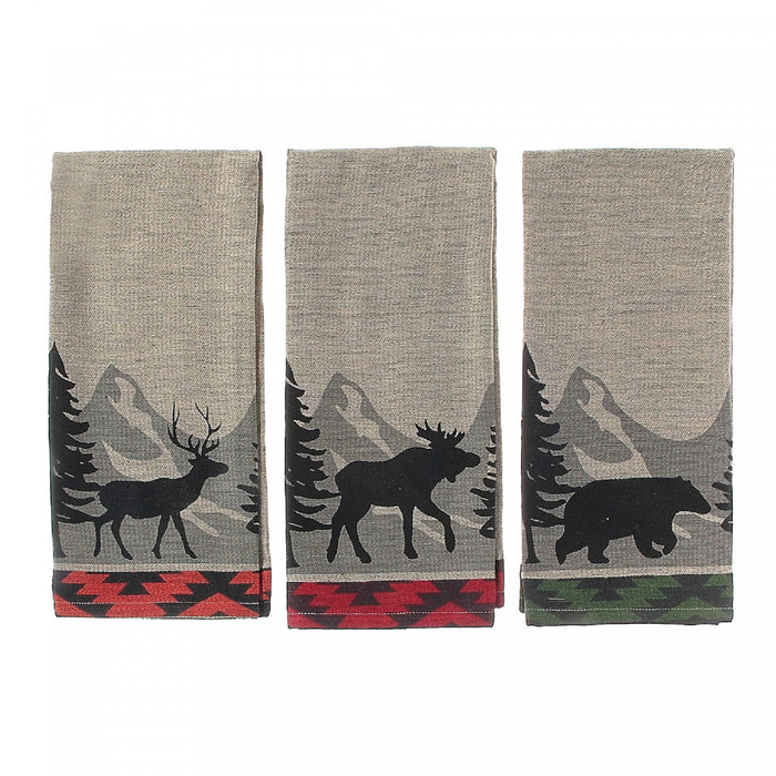 Forest Animal Chambray Woven Kitchen Towel Kitchen Linen