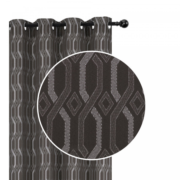 Jacquard Blackout Panel Chain Link Chocolate 84\"- Set of 2