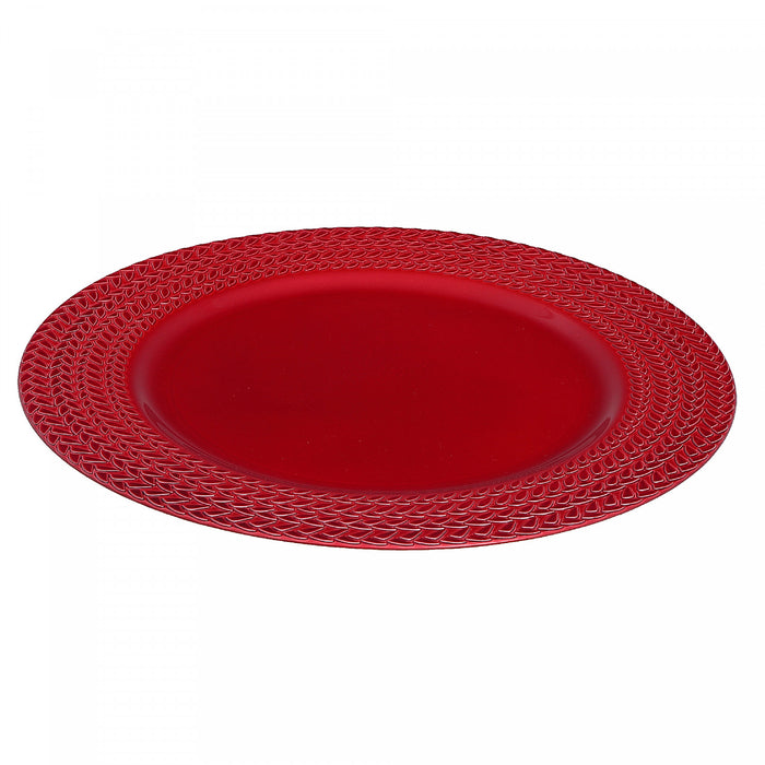 Charger Plate Braids Red 13\" - Set of 6 Dinnerware