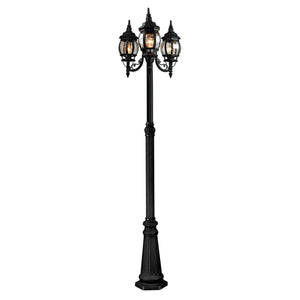 Classico 3-Light Outdoor Black Lantern and Post