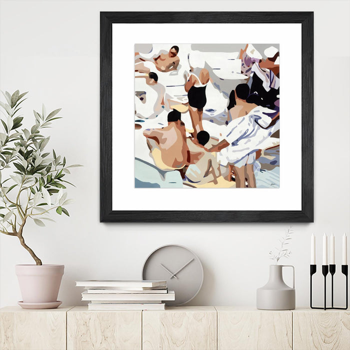 \"Tammy & Greg's Pool Party\" Matted and Framed Black 30x30 Wall Art