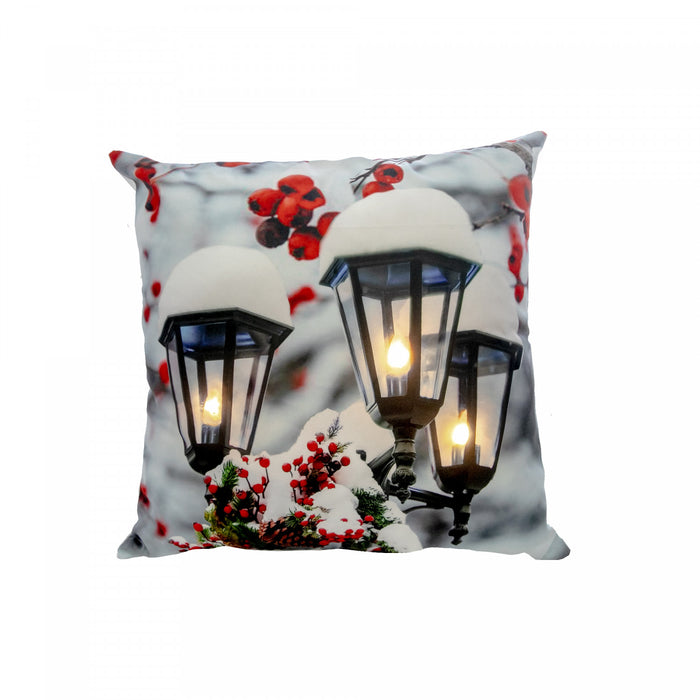 LED Velvet Cushion Triple Lamp Post 18 x 18 - Set of 2 Cushions