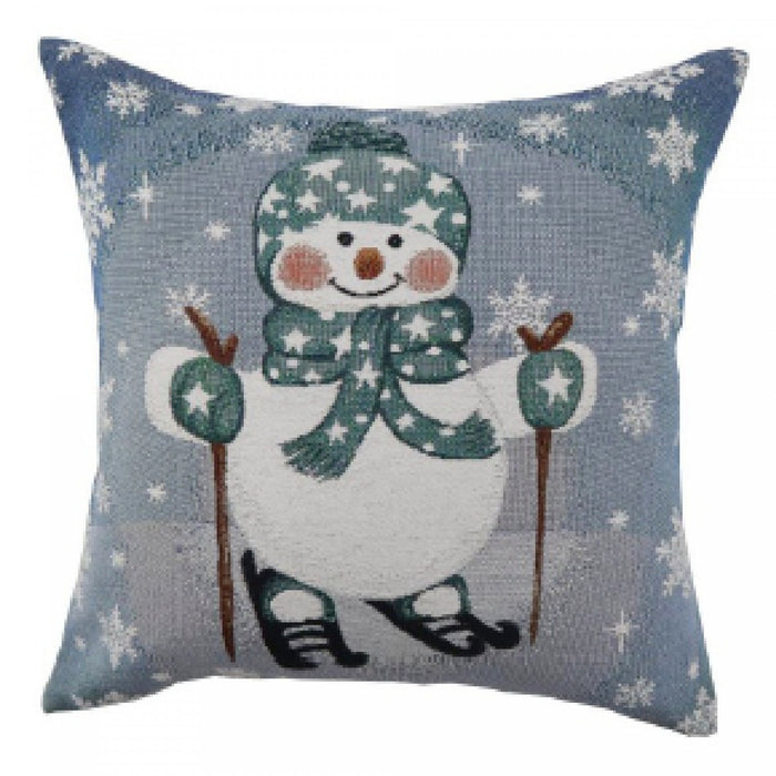 Cushion Snowman on Skis - Set of 2 Cushions