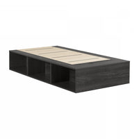 Hourra Twin Platform Bed with Open Storage - Grey Oak  