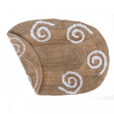 Reversible Cotton Swirly Oval Bathmat 16 x 24 Taupe - Set of 2|Tapis de salle de bain ovale taupe réversible 16 x 24 en coton à motifs tourbillonnants - ensemble de 2