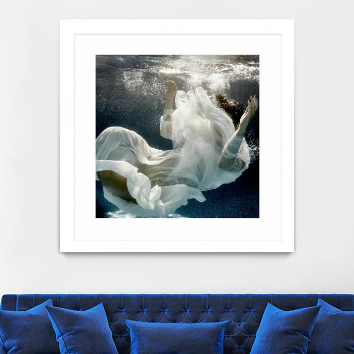 \"Float 3\" Matted and Framed White 36x36 Wall Art