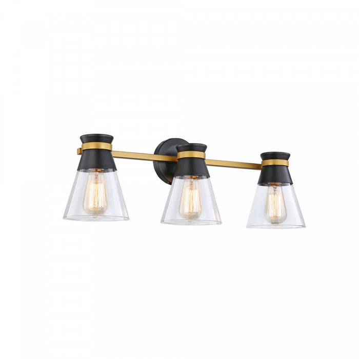 Kanata Black & Brushed Brass 3-Light Bathroom Vanity Light