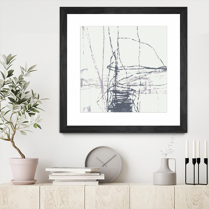 \"Chalk Doodles G\" Matted and Framed Black 30x30 Wall Art