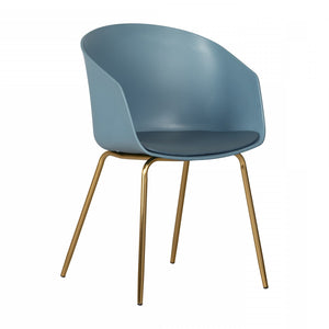 Flam Chair with Metal Legs - Blue/Gold 