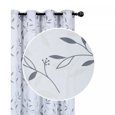 Decorative Polyester Panel Leafy Silver 96" - Set of 2 Drapes and Blinds|Rideau décoratif de 96 po en polyester orné de feuilles argentées - ensemble de 2 rideaux
