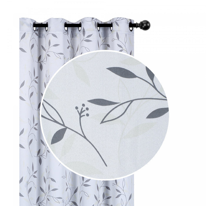 Decorative Polyester Panel Leafy Silver 96\" - Set of 2 Drapes and Blinds