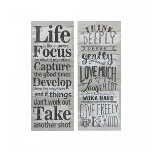 Framed MDF Wall Art Life Quote - Set of 2 Wall Decor