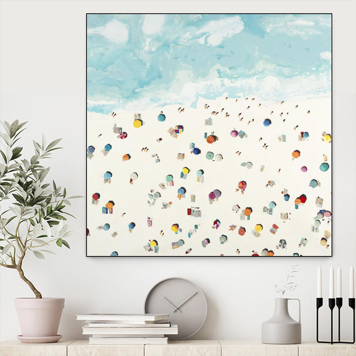 \"Beach Days\" Canvas Framed Black 20x20 Wall Art