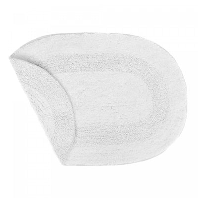 Reversible Cotton Oval Solid Color Bathmat 16 x 24 White - Set of 2|Tapis de salle de bain ovale uni blanc réversible 16 x 24 en coton - ensemble de 2