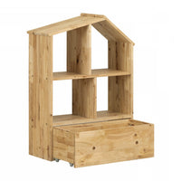Sweedi House Shaped Bookcase with Storage Bin - Natural Wood