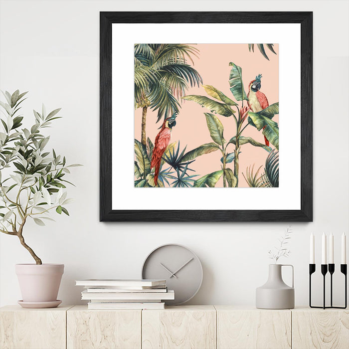 \"Tropicano Ii\" Matted and Framed Black 30x30 Wall Art