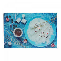 Printed Glass Cutting Board Snowman Marshmallow - Set of 2