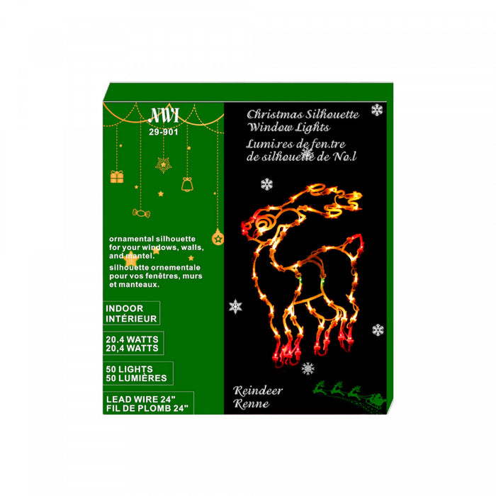 50 Lt Mini Bulb Indoor Window Silhouette Reindeer Christmas Lights