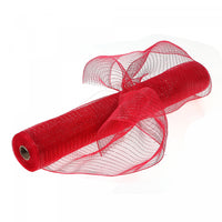 Mesh Ribbon Red with Red Stripes 21