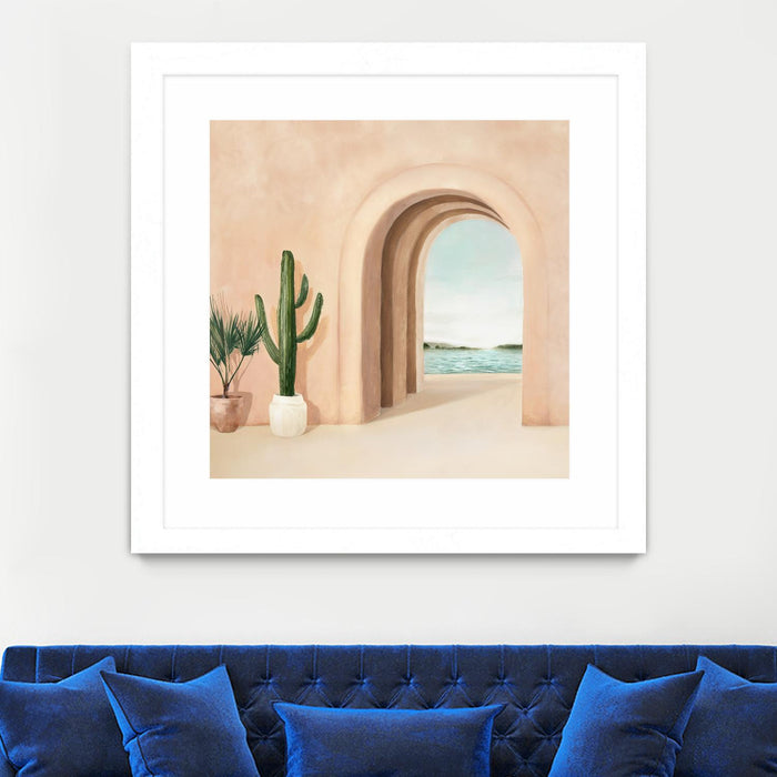 \"Coastal Arch\" Matted and Framed White 30x30 Wall Art
