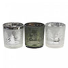 Glass Tealight Holders Frosted Winter - Set of 3 Candle Holder
