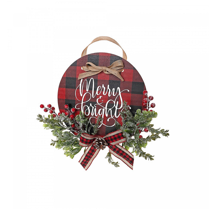 Red Buffalo Ornament Hanger with Bow Merry & Bright