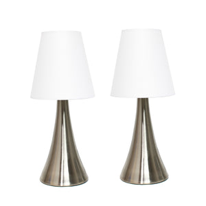 Simple Designs Valencia 2  Pack Mini Touch Table Lamp Set with Fabric Shades