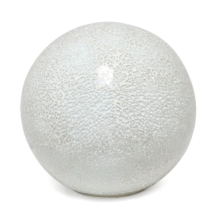 Simple Designs 1 Light Mosaic Stone Ball Table Lamp, White