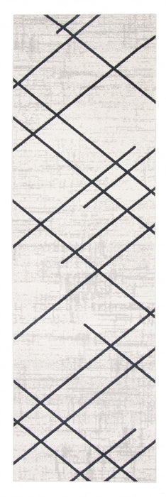 Damali Ivory/Blue Machine Washable Area Rug - 2'6\" x 8'0\"