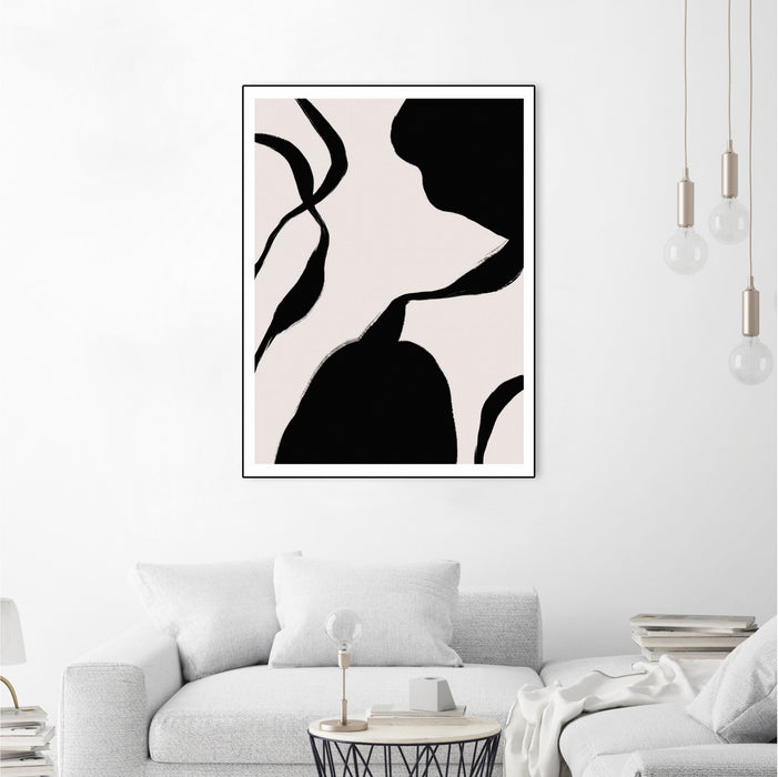 \"Mouvement\" Canvas Framed Black 18x24 Wall Art