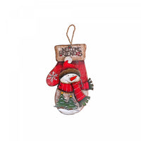 Wooden 'Welcome Friends' Snowman Mitt Wall Hanging