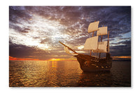 Ancient Ship In The Sea 28x42 Wall Art Frame And Fabric Panel