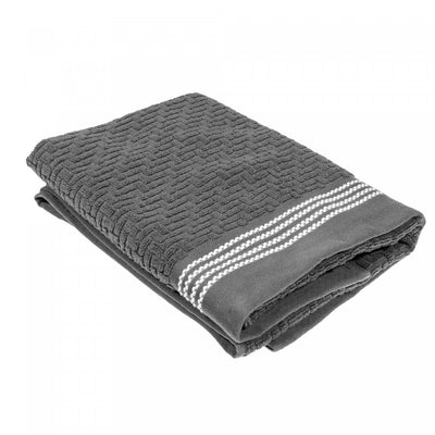 Luxury Stitch Bath Towel 30 x 60 Cool Grey - Set of 2 Towels|Serviette de bain brodée luxueuse 30 x 60 gris froid - ensemble de 2 serviettes