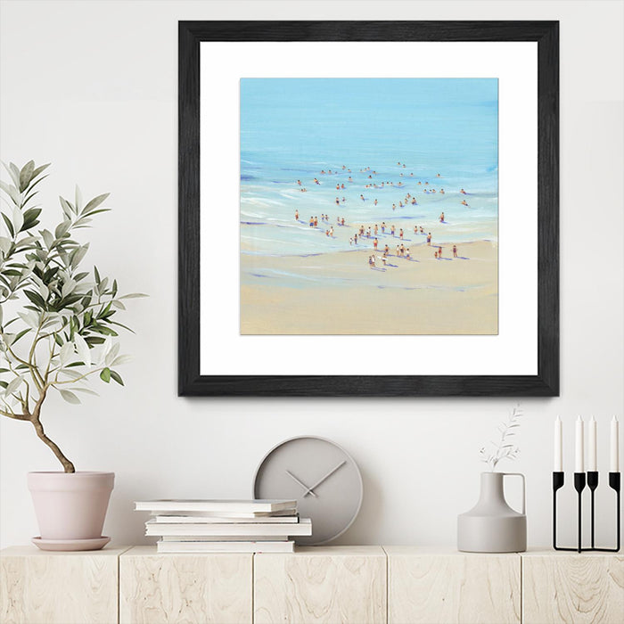 \"Beach Day I\" Matted and Framed Black 30x30 Wall Art