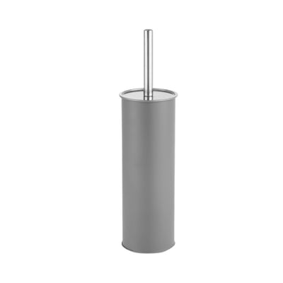 Toilet Brush and Metal Holder with Lid Grey|Brosse à toilette et support en métal gris avec couvercle